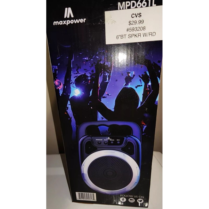 Maxpower BOOM M6 6" Portable Karaoke speaker with LED lights