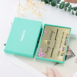 SANNYRA Birthday Gifts Bracelet - 21st Birthday Gift Sweet Bracelet Stainless Steel Bead Bracelet Gift for Women Birthday Jewelry Present