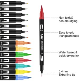 hho-100B 100 Colours Pen Set, Felt Tip Pens, Double-Sided Colouring Book for Adult Bullet Journal Hand Lettering