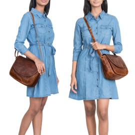 STILORD 'Fleur' Shoulder Bag Women's Leather Medium Large - Elegant Genuine Leather Handbag for Hanging with Magnetic Closure - Ideal as a Leisure Bag with Anti-Theft Compartment, Salerno - Brown