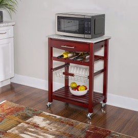 Linon Kitchen Island Granite Top, 33.88" x 22.8" x 15.63", Wenge