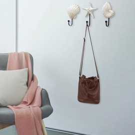 Sea Shell Wall Hooks, Vintage Coat Hooks in Shell Look, Wall Hooks with Starfish Shell Motif, Resin Towel Hooks, Maritime Wall Decoration, Coat Hooks for Home Decoration, Pack of 3