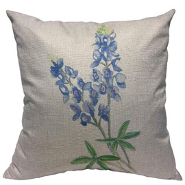VERSUSWOLF VERSUSWOLF Throw Pillow Covers Blue Texas Watercolor Bluebonnet Cotton Linen Decorative Square Pillowcases Cushion Cover 18 X 18 Inch