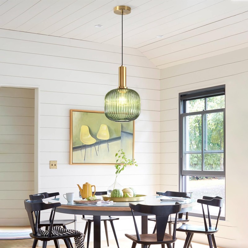 KCO Lighting Vintage Green Glass Pendant Light Kitchen Island Lighting