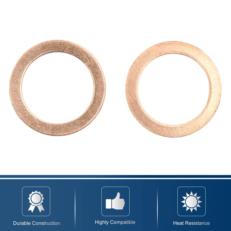 sourcing map Flat Washers Seal Copper Rings Sealing Rings Sealing