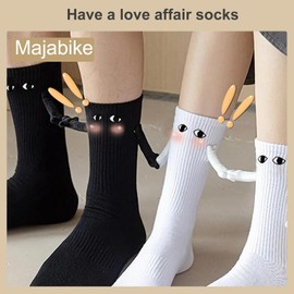 4 Packs Holding Hands Socks,​Funny Socks,Magnetic Suction Doll Couple Socks Christmas Stockings Novelty Funny Women Men Gag Gifts Silly Socks Gifts for Boyfriend Family Friends Christmas gift