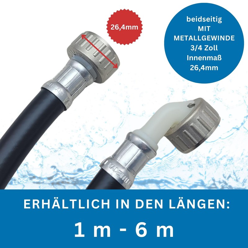 LICHTBLAU Hot Water Inlet Hose 90° Degree I 2 m