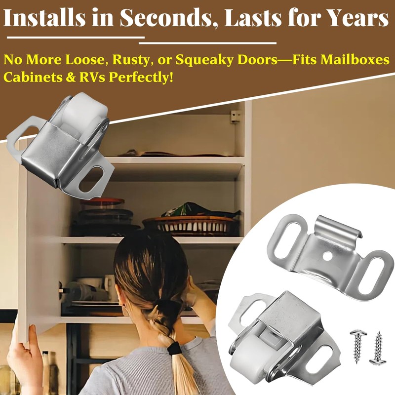8-Set Heavy Duty Mailbox Replacement Roller Catch Latch Kit with