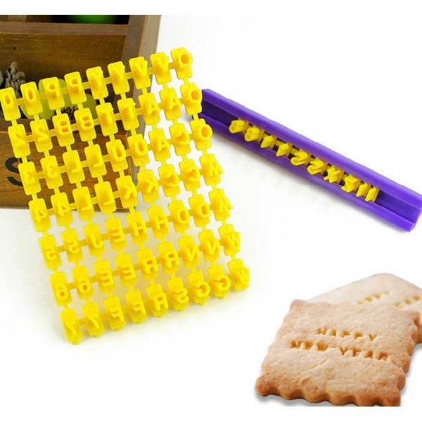 Set of 72pcs Alphabet Number & Letter Cookie Biscuit Stamp Embosser Cutter Fondant DIY Tool