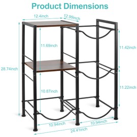 CooFel 5 Gallon Water Jug Holder with Wooden Shelf, Heavy Duty Water Bottle Stand and Dispenser Rack for Home, Office, Kitchen, Garage Organization, Holds 4 Bottles