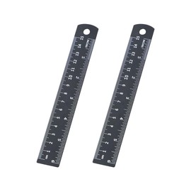 ccHuDE 2 Pcs 15cm 6 Inch Straight Edge Metal Rulers with Inches and Centimeters for School, Office and Home