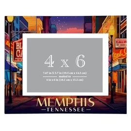R and R Imports Memphis Tennessee Design C Souvenir Wooden Photo Frame Matted 4 x 6 Inch Single