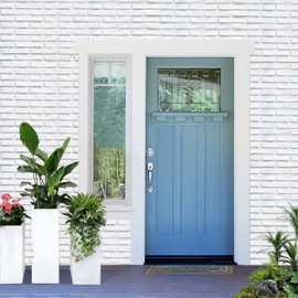 Faux Brick Wall Panels, 3D FRP Wall Panel Resin Fiberglass Wall Space, Cladding for House Extrior and Interior Wall Use 28 sq.ft/Box (Matt White Long Brick)