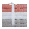 QCS Towels - Face Cloths - 33 x 33 cm - 100% Zero Twist Cotton - Lightweight and Highly Absorbent Quick Drying Washcloths for Gym, Hotel, and Spa - Flannel (Coral, White, Beige, 6)