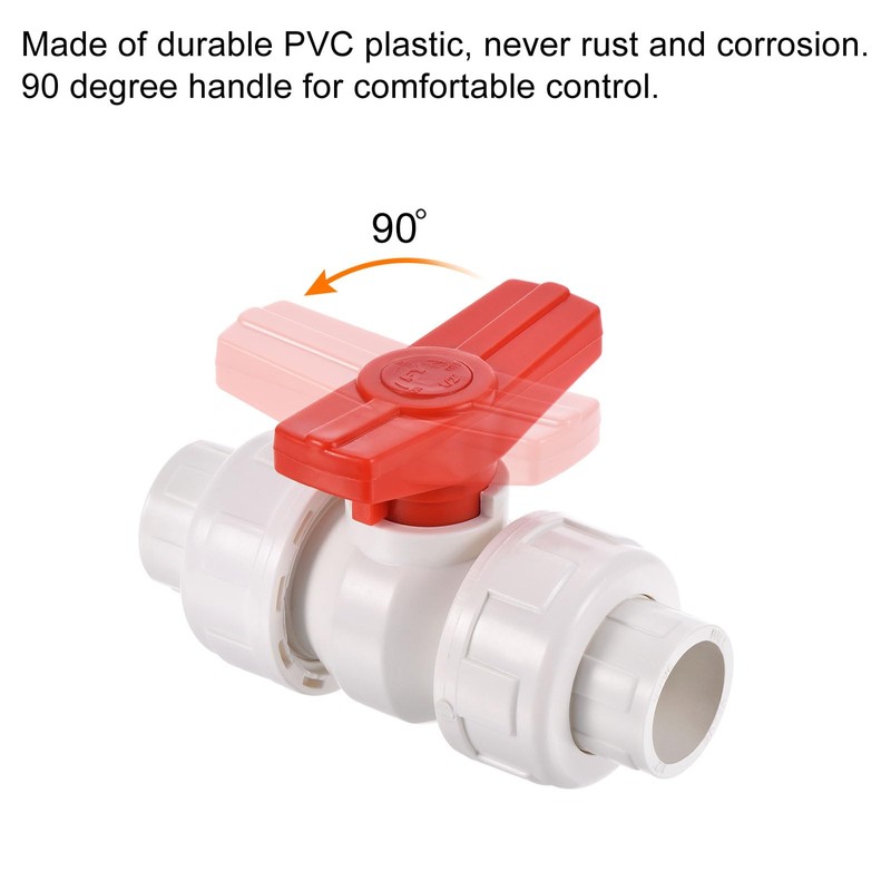 PATIKIL 20mm ID Double Union Ball Valve, 1 Pack PVC