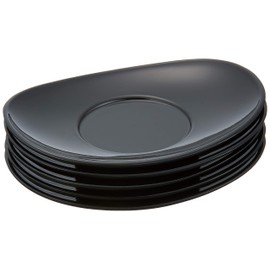 Set of 5 茶托 小判 茶托 Black Coating 1 Piece [13 x 9.7 x 2.2 cm] [Kagurazaka Inn 和食 Mincer Restaurant Commercial Dinnerware]