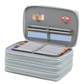 Large Pencil Case, 72 Slots Pencil Case for Adults/School Students, Large Capacity Student Stationary Case with Compartments, Work, Office Pen Organizer Holder School Supplies (Gray)