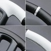 MEWANT DIY Stitched White Leather Steering Wheel Cover Wrap for