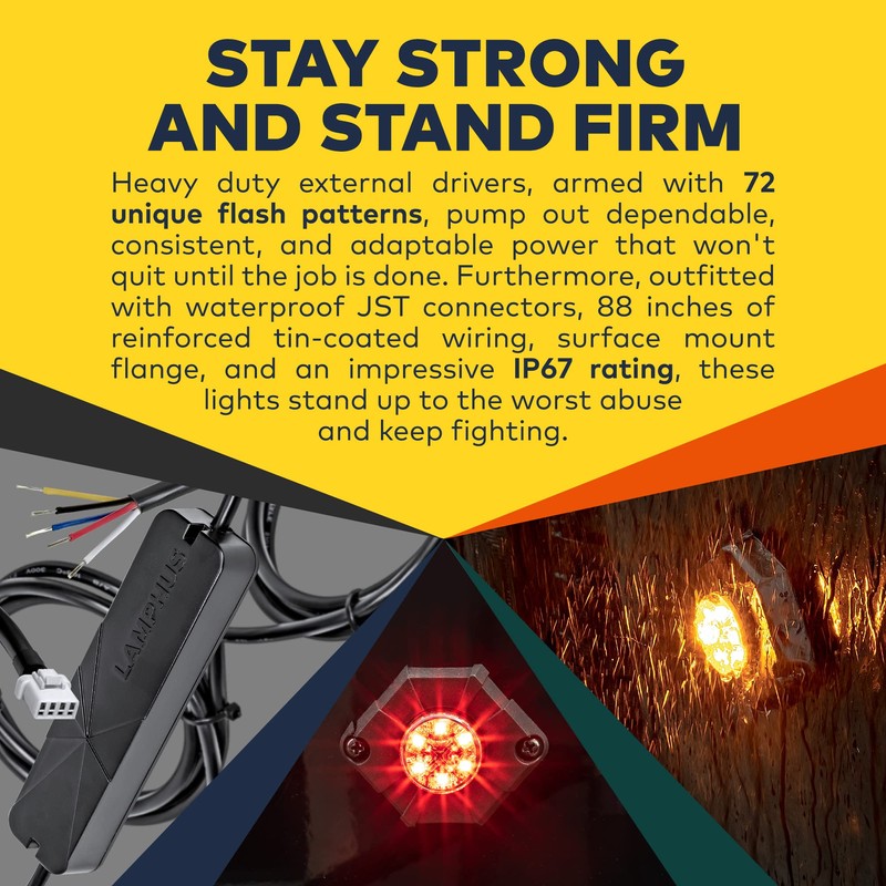 Lamphus SnakeEye III Red LED Hideaway Strobe Light, IP67 Waterproof,