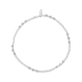 Silverly Sterling Silver Jade Bead Stretch Bracelet - Stackable Small Ball Beaded Elastic Bracelets for Women - Round Pale Green Gemstone Jewellery - Simple Boho March Birthstone Gift in 925 Silver