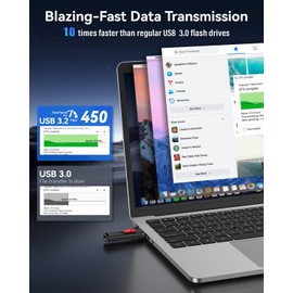 JOIOT 128GB USB Stick, Memory Stick up to 450 MB/s Read Speeds, USB 3.2 Flash Drive with Retractable Design for Data Storage, Fast USB Drive Thumb Drive for Laptop, PC