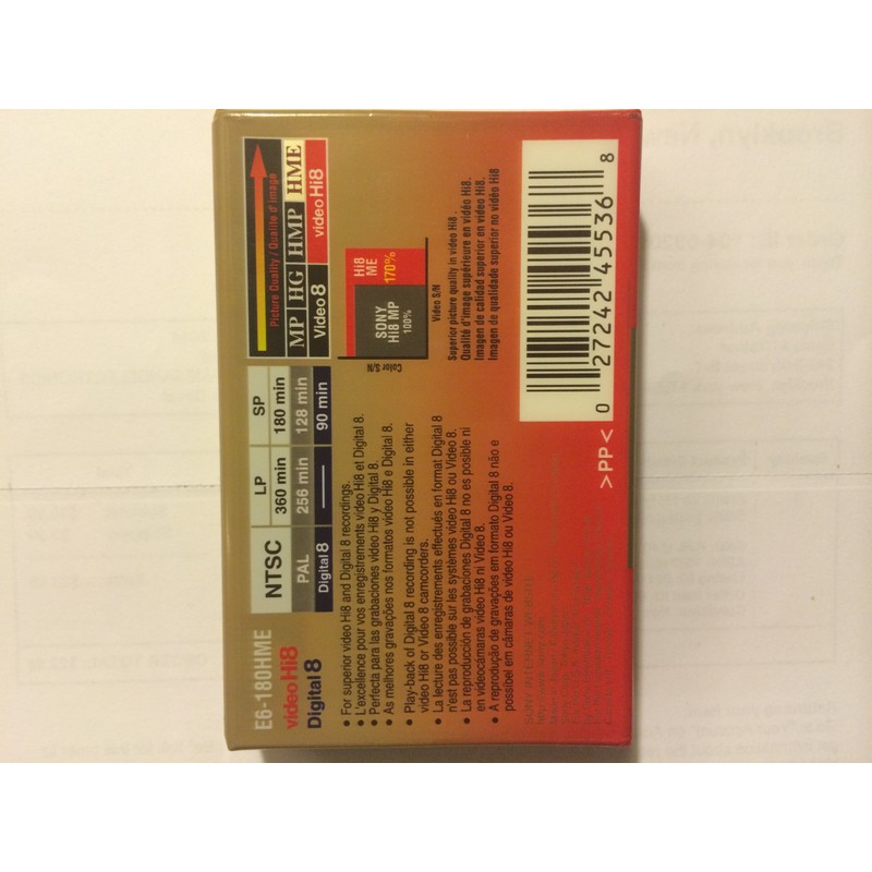 Sony e6 – 180hmeb hi-8 mmテープ(パッケージの1 )