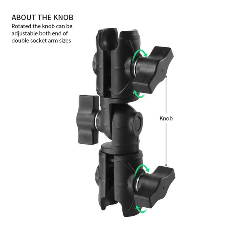 Strg Double Socket Swivel Arm with Dual 1" Ball sockets,