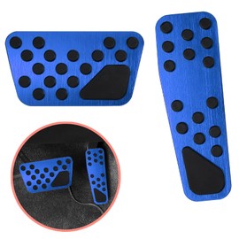 WORCAS No Drill Anti-Slip Aluminum Gas Brake Pedal Cover,Accelerator Pedal Covers Compatible with Dodge Charger Challenger Chrysler 300 300c(Blue)