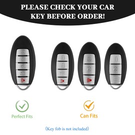 OFF WE GO for Nissan Key Fob Cover, Soft TPU Protection Key Fob Case Compatible with Nissan Altima Armada Maxima Murano Pathfinder Rogue Titan Versa Sentra 5 Buttons Smart Car Key (Silver Black)