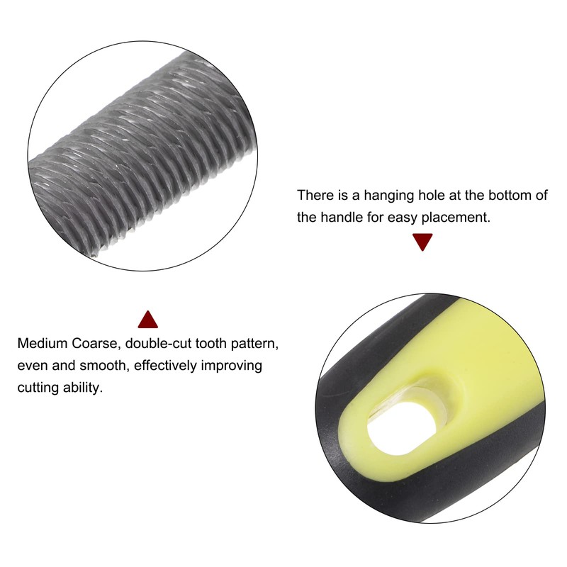 sourcing map Round File 8" High Carbon Hardened Steel Cut