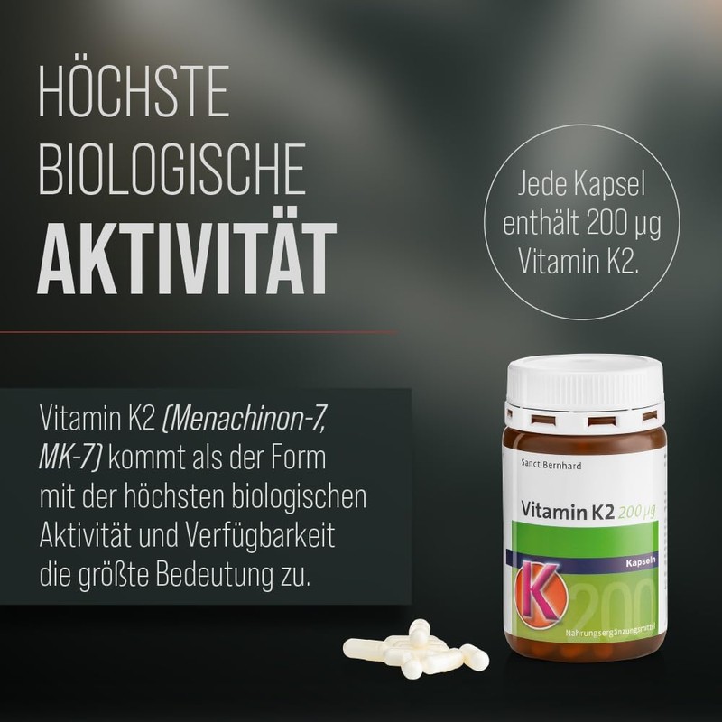 Sanct Bernhard Vitamin K2 (Menachinon-7, MK-7) 200 μg Capsules, Contents
