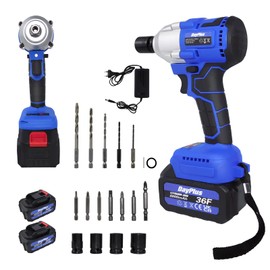Cordless Impact Wrench, 1/2 Impact Gun w/Max Torque 310 ft lbs (420N.m), Brushless Electric Impact Driver Kit w/ 2 Battery, 4 Pcs Drive Impact Sockets and Fast Charger