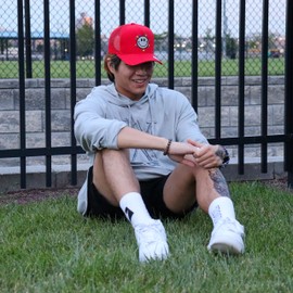 MU:KA: Smile Face Embroidery Trucker Hat Streetwear Vintage 5-Panel Trucker Hat Mesh Back Cap Snapback Graphic Hat (Red)