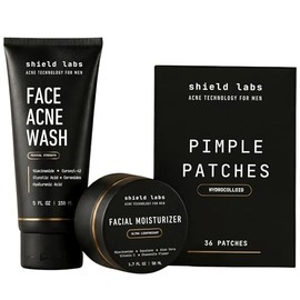 Shield System, Acne System for Men, Face Wash, Moisturizer, Pimple Patches, Shield Mens Skin Care Set                                                 