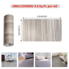 Peel and Stick Vinyl Flooring Roll - 11.8"x 118" (9.69 Sq Ft) - Long Continuous Roll Reduces Seams | Waterproof & Non-Slip | for Kitchen, Bathroom, Rentals - Easy DIY