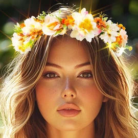 Light Up Floral Headband LED Flower Wreath Crown Headbands Glowing Festival Garland Hair Accessories for Women (White)