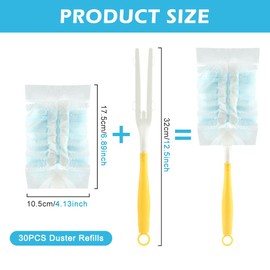 30 Count Duster Refill, 180 Dusters Heavy Duty Refills, Multi-Surface Dusters Electrostatic Replacement Head Detachable Handle, Disposable Duster Heads for Home (Yellow)(Yellow)
