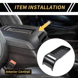 REPAIROCK 1 Pc Interior Central Armrest Storage Box Cover Trims for Toyota Tundra 2014-2021 Center Console Armrest Box Cover Carbon Fiber Pattern ABS Black
