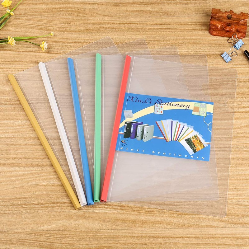 upain10 Pieces A4 Report Covers with Sliding Bar Clear Files