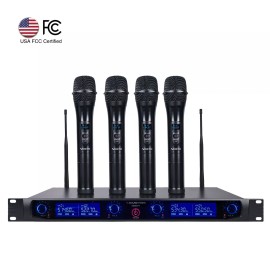 Sound Town 4 Channels UHF Wireless Mountable Metal Microphone Handheld NESO-F4HH