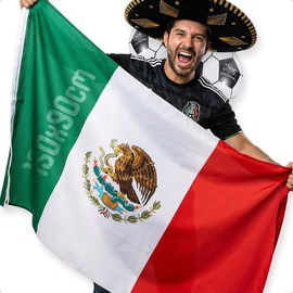 GRUPO CARNAVALLIA Bandera México 90 x 150 cm con Argollas para Colgar, Bandera Mexicana Fiestas Patrias, Decoración para Día de Independencia, 1 pza