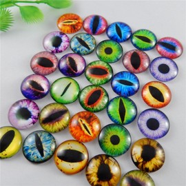 Julie Wang 6mm 100pcs Mixed Style Dragon Eyes Round time gem cover Glass Cabochon Dome Jewelry Finding Cameo Pendant Settings