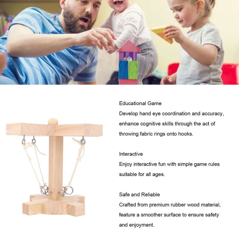 Ring Hook Game Wooden Portable Interactive Hook Ring Throwing Game