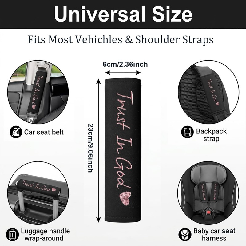 JDDRY 2PCS Car Seat Belt Cover,Seat Belt Pad with Embroidery,