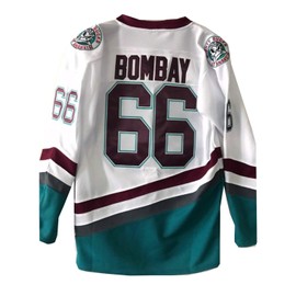 AIFFEE Men's Hockey Jersey #66 Bombay Ducks Ice Hockey Jerseys White Color Size S-XXL (XXXL)