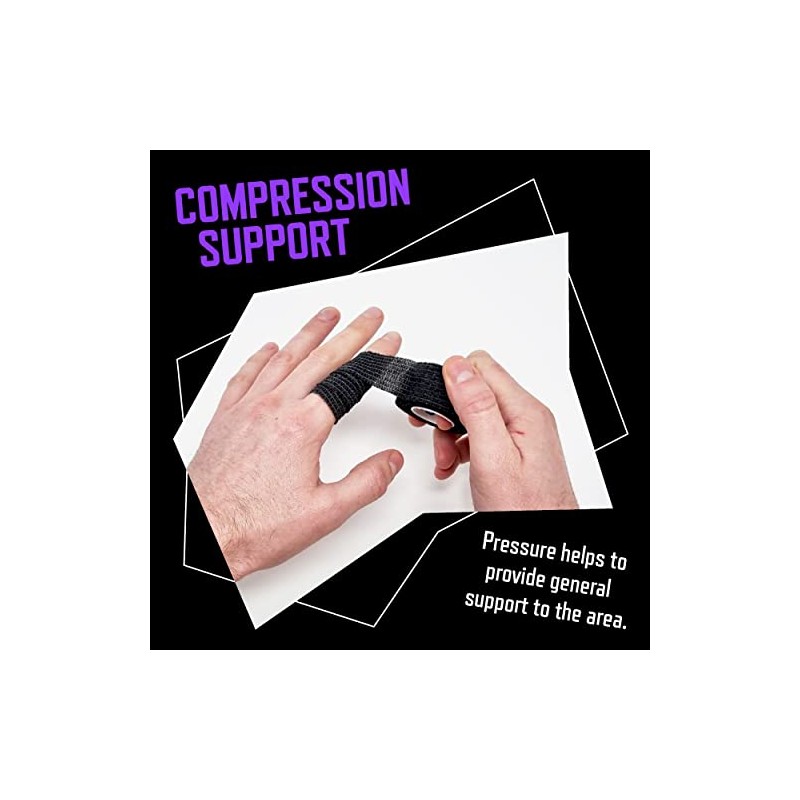 Black Self Adherent Cohesive Bandages 2.5cm x 4.5m Box of