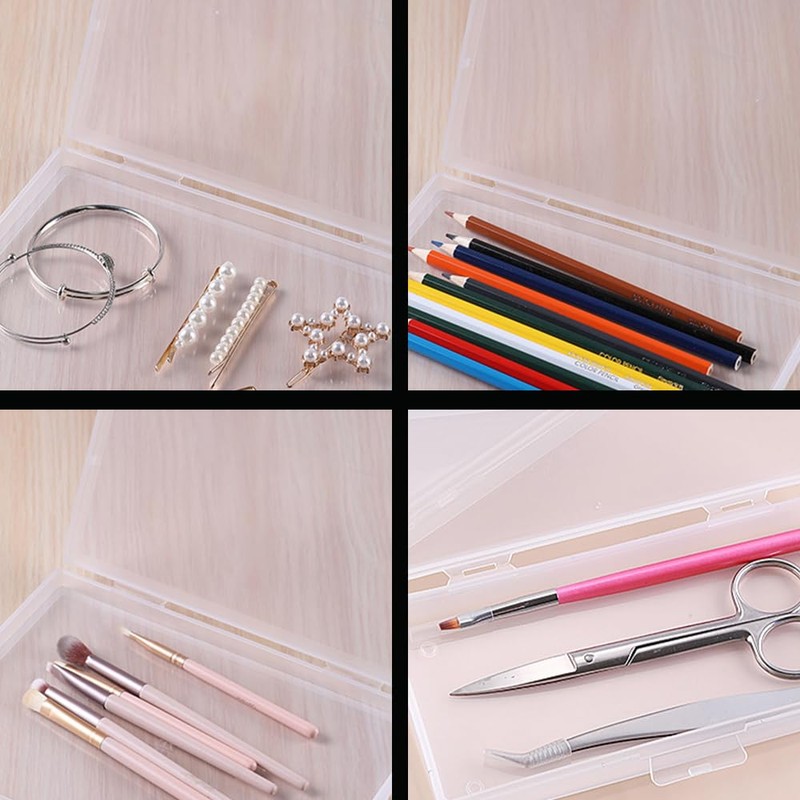 WYAN 4 Pcs Storage Boxes,Clear Plastic Beads Storage Containers Box,Rectangle