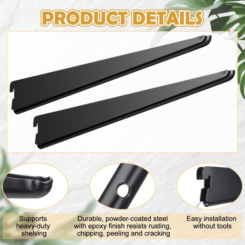 Yalikop 10 Pack Adjustable Shelf Brackets for Double Track System