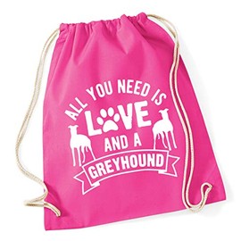 Hippowarehouse All you need is love and a Greyhound Drawstring Cotton School Gym Bag 37cm x 46cm, 12 litres