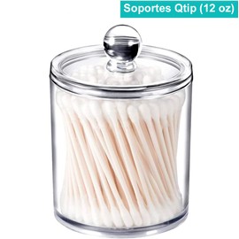 Triko Juego de Soportes Qtip para Hisopos de Plástico, Tarros de Almacenamiento, Accesorio de Almacenamiento de Baño Para algodón, Hisopo, Hilo dental, Ligas para el cabello (12 onzas) (6 Piezas)